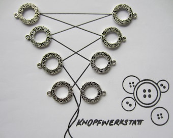 Metal bodice eyelets, 3, 4 or 5 pairs, dirndl eyelets, bodice hooks, lacing eyelets, traditional buttons, Middle Ages, Oktoberfest, Bavaria, Dirndl