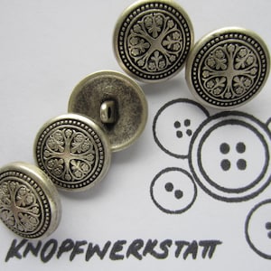 5 metal buttons 18 mm, buttons, traditional buttons, buttons, craft button, metal button, cross, medieval, flower, silver, uniform, shank button,
