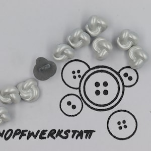 10 metal buttons 8, 9 or 10 mm, buttons, traditional buttons, buttons, shank button, knot shape, metal button, blouse button, children&#39;s clothing, white