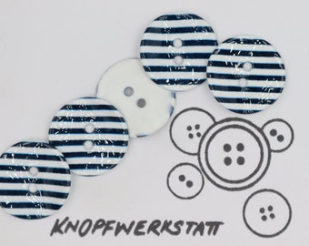 5 metal buttons 16 mm, 20 mm or 23 mm, buttons, traditional buttons, buttons, 2 hole button, navy, blue-white, shiny, jacket button, children's jacket