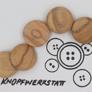 5 wooden buttons 15, 18, 20 mm, buttons, wooden buttons, buttons, sewing button, craft button, wooden button, traditional buttons, natural material, brown