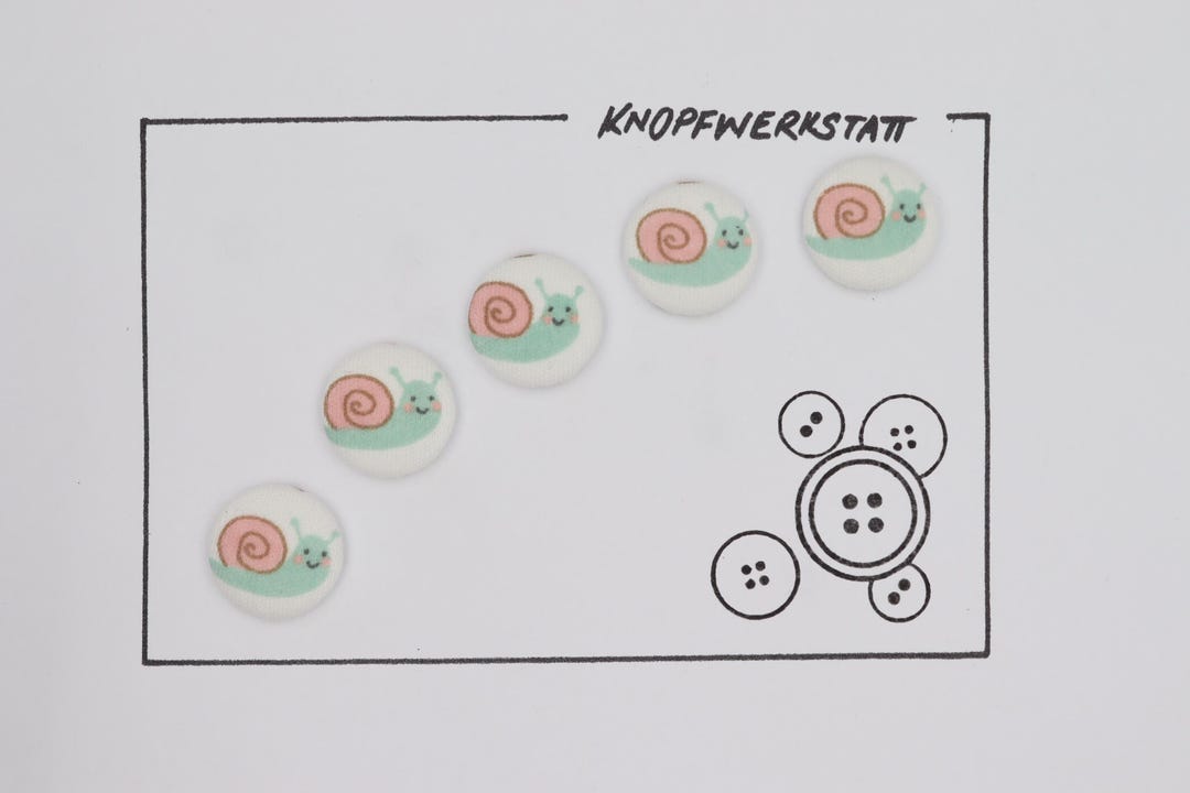 5 Fabric Buttons SNAIL 23 Mm, Buttons, Children's Buttons, Fabric ...