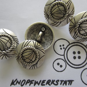 5 metal buttons 23 mm, buttons, traditional buttons, button, buttons, shank button, dirndl button, domed, metal button, jacket button, blazer button