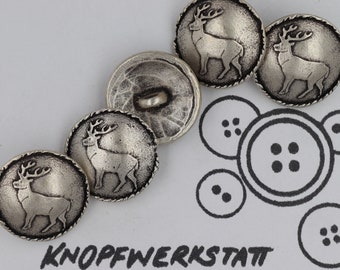 5 Metallknöpfe 25mm ,Buttons,Trachtenknöpfe, Tasten, Schaltflächen, Knöpfe, Sewing Button, Craft Button,metal button,stag,Hirsch