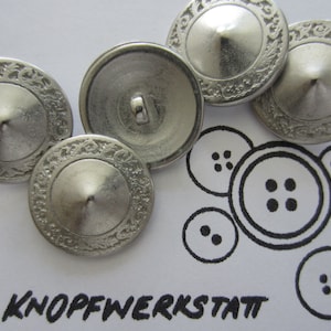 5 metal buttons 18 mm or 23 mm, buttons, traditional buttons, jacket buttons, metal button, shirt button, silver, shank button, pointed with delicate edge