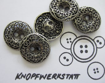 5 boutons en métal, 18 mm ou 23 mm, boutons traditionnels, boutons, bouton à 2 trous, motif délicat, bouton en métal, ornement, bouton de chemisier, bouton de veste