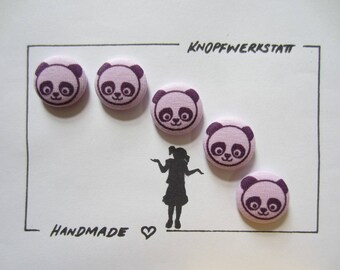 5 Stoffknöpfe 23mm, Buttons,Kinderknöpfe,Tasten,Schaltflächen,Stoffknopf,Stoffknöpfe,Knopf,Knöpfe,Sewing Button,Craft Button,Panda