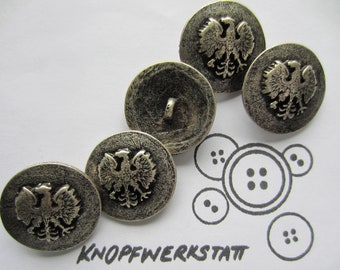 5 metal buttons 18,23 or 26 mm, buttons, buttons, buttons, buttons, sewing button, craft button, metal button, horse, coat of arms, eagle, eagle