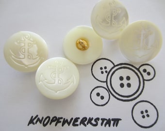 5 mother-of-pearl buttons 15 mm, 18 mm or 23 mm, buttons, traditional buttons, buttons, craft button, mother of pearl, mother-of-pearl buttons, anchor, natural material