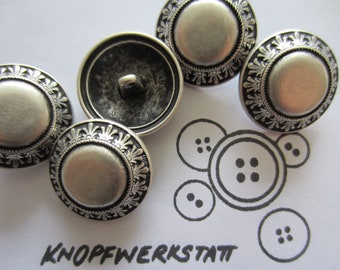 5 metal buttons, 18 mm or 26 mm, buttons, traditional buttons, uniform buttons, jacket button, metal button, coat button, silver, eyelet button, domed