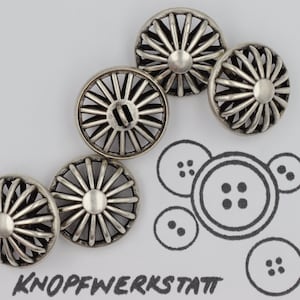 5 metal buttons 15 or 18 mm, buttons, filigree, openwork, traditional buttons, buttons, metal button, flower motif, jacket button, silver