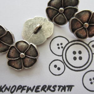 5 metal buttons 12 mm, 15 mm, 20 mm or 23 mm, buttons, traditional buttons, dirndl buttons, children&#39;s buttons, shank button, flat, flower motif, jacket button