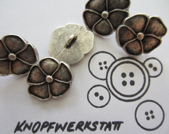5 metal buttons 12 mm, 15 mm, 20 mm or 23 mm, buttons, traditional buttons, dirndl buttons, children&#39;s buttons, shank button, flat, flower motif, jacket button