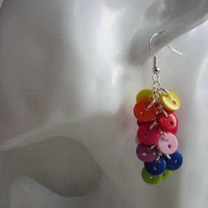 Earrings (1 pair), button earrings, buttons, rainbow, earrings, earring, hook earrings, gift for girlfriend, Mother's Day, birthday