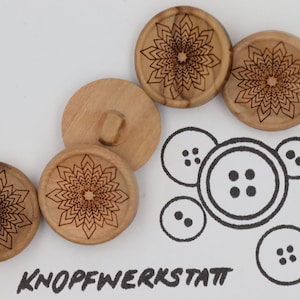 5 wooden buttons 18, 23 mm, buttons, wooden buttons, button, buttons, sewing button, craft button, wooden button, traditional buttons, natural material, brown