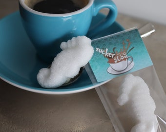 6 azúcares con forma de caballito de mar, hechos a mano, blancos, comestibles, regalo para fiestas de té o café, ocasiones especiales, obsequio de boda, cumpleaños