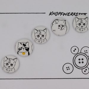 5 fabric buttons CAT 23 mm, buttons, children's buttons, fabric, fabric buttons, buttons, sewing button, craft button, children's clothing, pillow, jacket