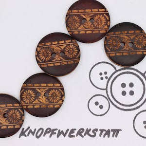 5 wooden buttons 23 mm, buttons, wooden buttons, button, buttons, sewing button, craft button, wooden button, traditional buttons, natural material, 2 hole button