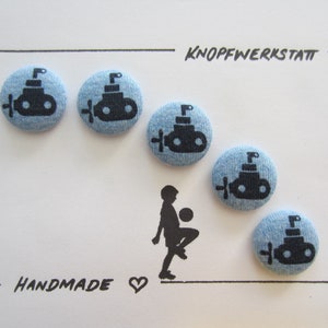 5 fabric buttons U-BOAT 23 mm, buttons, children&#39;s buttons, fabric button, fabric, button, buttons, sewing button, craft button, submarine, children&#39;s clothing