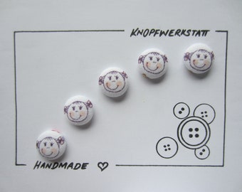 5 Stoffknöpfe 18mm, Buttons,Kinderknöpfe,Tasten,Schaltflächen,Stoffknopf,Stoffknöpfe,Knopf,Knöpfe,Sewing Button,Craft Button,Mädchen,girl