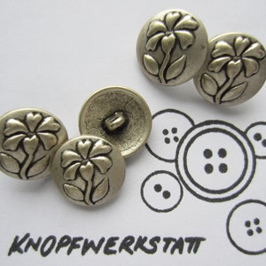 5 metal buttons 18 mm, buttons, traditional buttons, blouse buttons, dirndl button, silver, matt, metal button, flower motif, children&#39;s jacket