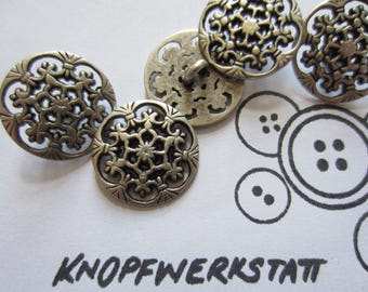 5 metal buttons 15, 18 or 20 mm, traditional buttons, flat button, openwork buttons, metal button, blouse button, jacket button, shank button