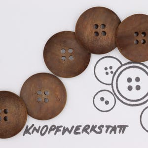 5 wooden buttons 20, 23 mm, button, wooden buttons, button, buttons, craft button, wooden button, traditional buttons, natural material, 4 hole button