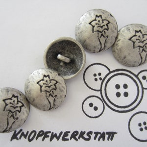 5 metal buttons 18 or 20 mm, buttons, traditional buttons, buttons, dirndl button, craft button, metal button, gentian, blouse jacket button, silver