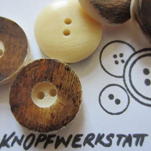 5 horn buttons 23 mm, buttons, traditional buttons, buttons with rim, jacket button, horn button, natural material, jacket button, brown-beige