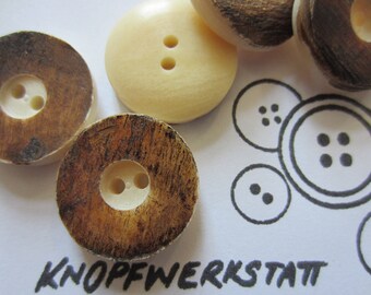 5 horn buttons 23 mm, buttons, traditional buttons, buttons with rim, jacket button, horn button, natural material, jacket button, brown-beige