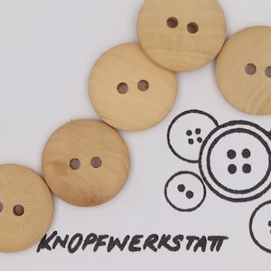 5 wooden buttons 23 mm, buttons, wooden buttons, button, buttons, sewing button, craft button, wooden button, traditional buttons, natural material, 2 hole button