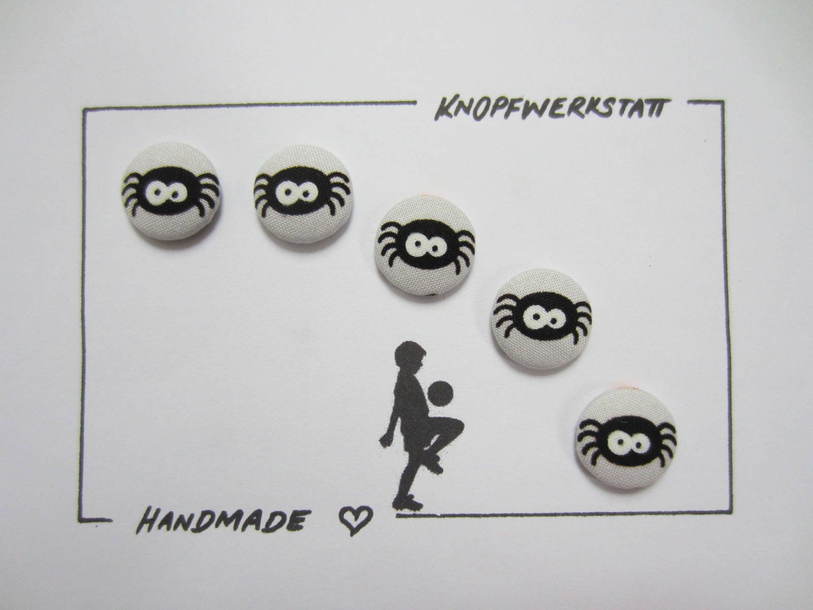 5 Fabric Buttons SPIDER 20 Mm, Buttons, Children's Buttons, Fabric ...