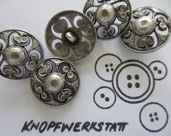 Bottoni argento in metallo annerito, bellissimo motivo Made in Germany