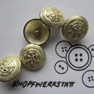 5 metal buttons 20 mm or 23 mm, buttons, traditional buttons, jacket buttons, rose motif, metal, flower, blazer button, shank button, gold-white