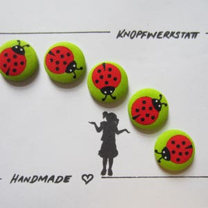 5 fabric buttons LADYBUG 23 mm, buttons, children&#39;s buttons, fabric buttons, button, buttons, sewing button, craft button, children&#39;s clothing, jacket