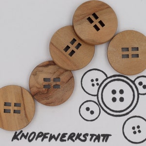5 wooden buttons 20, 23 mm, button, wooden buttons, button, buttons, sewing button, craft button, wooden button, traditional buttons, natural material, 4 hole