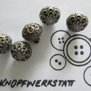 5 plastic buttons 14 mm, synthetic button, traditional buttons, children&#39;s button, flower motif, blouse button, ball button, shank button, filigree pattern
