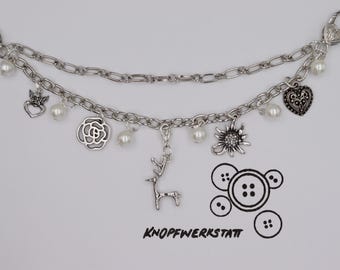 Charivari, mit verschiedenen Charm Anhängern, Dirndlschmuck, Miederschmuck, Dirndl, Tracht, Oktoberfest, Bayern, Frauen Charivari