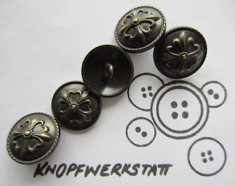 5 metal buttons 15 mm or 18 mm, buttons, traditional buttons, old gold, buttons, antique style, metal button, heart motif, shank button, jacket button, dirndl