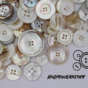 150 new light-colored mother-of-pearl buttons for crafting, chell buttons, buttons, sewing buttons, craft buttons, button mix, mixed buttons