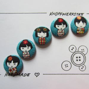 5 botones de tela 25 mm, botones, botones infantiles, botones de tela, botón, botones, botón de costura, botón para manualidades, japonés, Chinagirl, ropa infantil