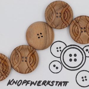 5 wooden buttons 18, 23 mm, buttons, wooden buttons, button, buttons, sewing button, craft button, wooden button, traditional buttons, natural material, jacket