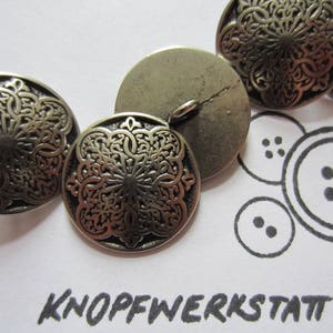 5 metal buttons 17 mm, buttons, traditional buttons, filigree button, buttons, shank button, metal button, blouse button, dirndl button, silver-colored