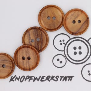 5 wooden buttons 20 mm, buttons, wooden buttons, button, buttons, sewing button, craft button, wooden button, traditional buttons, natural material, 2 hole button