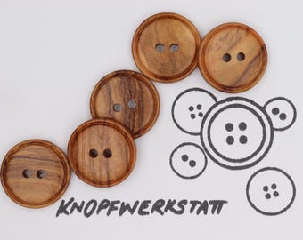 5 wooden buttons 20 mm, buttons, wooden buttons, button, buttons, sewing button, craft button, wooden button, traditional buttons, natural material, 2 hole button