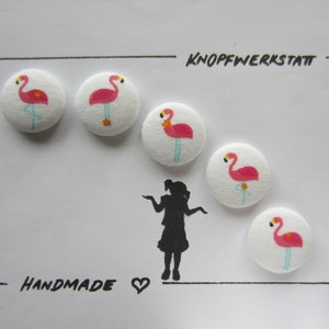 5 fabric buttons FLAMINGO 23 mm, buttons, children&#39;s buttons, fabric button, fabric buttons, button, buttons, sewing button, craft button, children&#39;s clothing