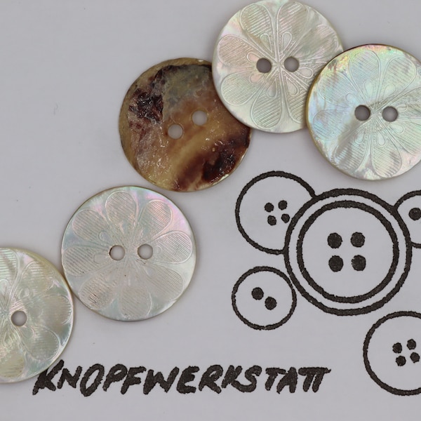 5 mother-of-pearl buttons 13,15,18,20 mm or 23 mm, buttons, costume buttons, buttons, sewing button, craft button, mother of pearl, mother-of-pearl buttons, flower