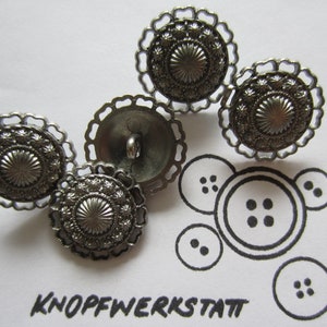 7 metal buttons 23 mm, buttons, traditional buttons, filigree button, openwork buttons, jacket button, antique silver, dirndl button, shank button