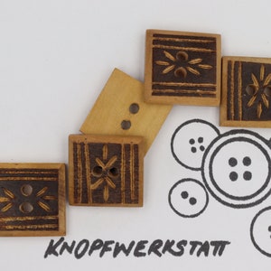 5 wooden buttons 19 x19mm, button, wooden buttons, button, buttons, sewing button, craft button, wooden button, traditional buttons, natural material, Janker