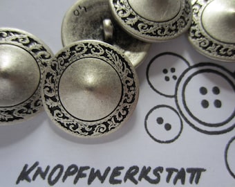 5 boutons métal 15 mm, 18 mm, 23 mm ou 25 mm, boutons, boutons traditionnels, boutons de manteau, boutons de veste, bouton de chemise, bouton métal, argent, bouton à queue